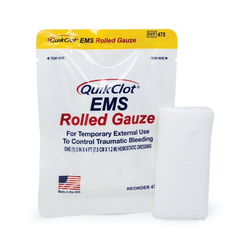 QuickClot EMS Rolled Gauze - 7.5cm X 1.2m